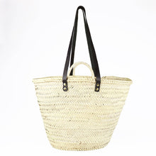 Load image into Gallery viewer, Palm Leaf Tote Bag with Leather Straps