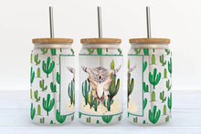 Load image into Gallery viewer, Cactus & Bull Skull Frosted Glass Tumbler