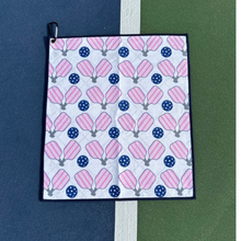 Load image into Gallery viewer, Pink & Navy Pickleball Microfiber/Cotton Athletic Towel
