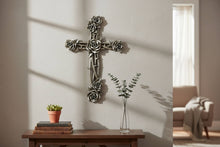 Load image into Gallery viewer, Silver Rose/Thorns Wall Cross