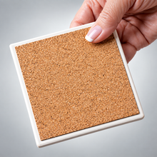 Load image into Gallery viewer, Zinnias & Butterfly Stone Coasters in Wooden Holder- S/4