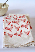 Load image into Gallery viewer, Hand Printed Rooster Kitchen Dish Towel