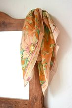 Load image into Gallery viewer, Western Peach Floral Silk Neck Scarf