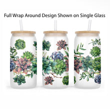 Load image into Gallery viewer, Succulent Frosted Glass Tumbler w/ Bamboo Lid & Glass Straw