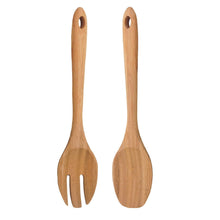 Load image into Gallery viewer, Bamboo 12" Salad Server Set/2