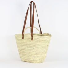 Load image into Gallery viewer, Palm Leaf Tote Bag with Leather Straps