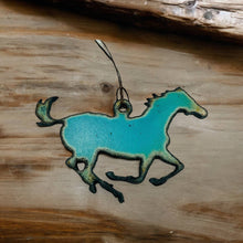 Load image into Gallery viewer, Turquoise Metal Horse Recycled Ornament
