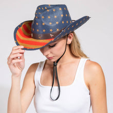 Load image into Gallery viewer, Rustic Patriotic Stars & Stripes Cowboy Hat