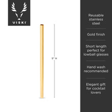Load image into Gallery viewer, Reusable Gold-Plated Stainless Steel Lowball Straws- S/6