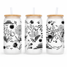 Load image into Gallery viewer, Flower Doodle Frosted Glass Tumbler