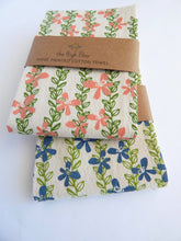 Load image into Gallery viewer, Hand Printed Floral Vine Kitchen Dish Towel