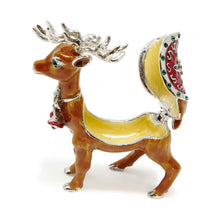 Load image into Gallery viewer, Hand Painted Reindeer W/ Crystals Trinket Box