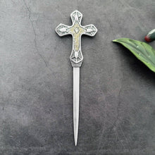 Load image into Gallery viewer, Vintage Pewter Cross Letter Opener
