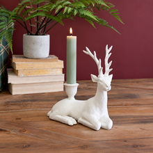 Load image into Gallery viewer, Polyresin Christmas Deer Taper Candle Holder