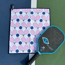 Load image into Gallery viewer, Pink & Navy Pickleball Microfiber/Cotton Athletic Towel