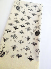 Load image into Gallery viewer, Hand Printed Bee Kitchen Dish Towel