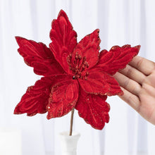 Load image into Gallery viewer, Rich Red Velveteen Poinsettia