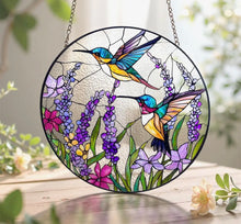 Load image into Gallery viewer, Lilac & Hummingbird Stained Glass Suncatcher Collection