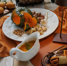 Load image into Gallery viewer, Pumpkin Leaf Turkey Platter & Gravy Boat Set