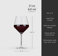 Load image into Gallery viewer, Lead-Free Crystal, Angled Crystal Burgundy Glass- Set/2