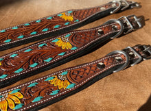 Load image into Gallery viewer, Western Sunflower Leather Dog Collar- Small
