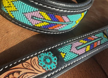 Load image into Gallery viewer, Beaded Western Tooled Leather Pet Collar