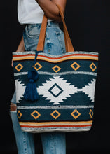 Load image into Gallery viewer, Navy/Yellow Aztec Handbag/Duffel Bag Collection