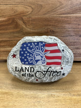 Load image into Gallery viewer, Solar Lighted American Flag Faux Rock Collection