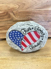 Load image into Gallery viewer, Solar Lighted American Flag Faux Rock Collection
