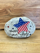 Load image into Gallery viewer, Solar Lighted American Flag Faux Rock Collection