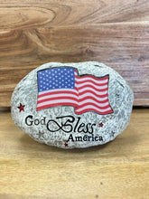 Load image into Gallery viewer, Solar Lighted American Flag Faux Rock Collection