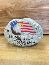 Load image into Gallery viewer, Solar Lighted American Flag Faux Rock Collection