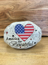 Load image into Gallery viewer, Solar Lighted American Flag Faux Rock Collection