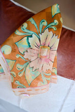 Load image into Gallery viewer, Western Peach Floral Silk Neck Scarf