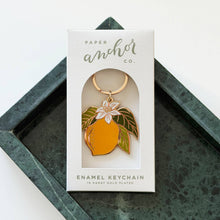 Load image into Gallery viewer, Lemon Blossom Enamel Keychain