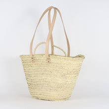 Load image into Gallery viewer, Palm Leaf Tote Bag with Leather Straps