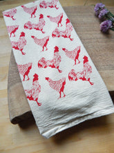 Load image into Gallery viewer, Hand Printed Rooster Kitchen Dish Towel