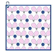 Load image into Gallery viewer, Pink & Navy Pickleball Microfiber/Cotton Athletic Towel