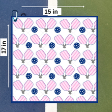 Load image into Gallery viewer, Pink & Navy Pickleball Microfiber/Cotton Athletic Towel
