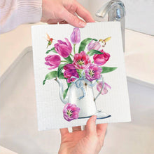 Load image into Gallery viewer, Spring Hummingbirds Swedish Dish Cloth