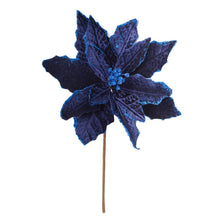Load image into Gallery viewer, Navy Velveteen Poinsettia