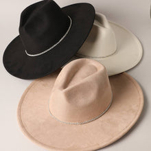 Load image into Gallery viewer, Rhinestone Flat Brim Suede Fedora Hat Collection