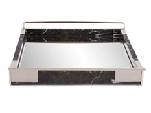 Load image into Gallery viewer, Art Deco Black Marble  & Mirror Tray