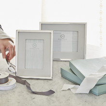 Load image into Gallery viewer, White Leather with Metal Border Frame