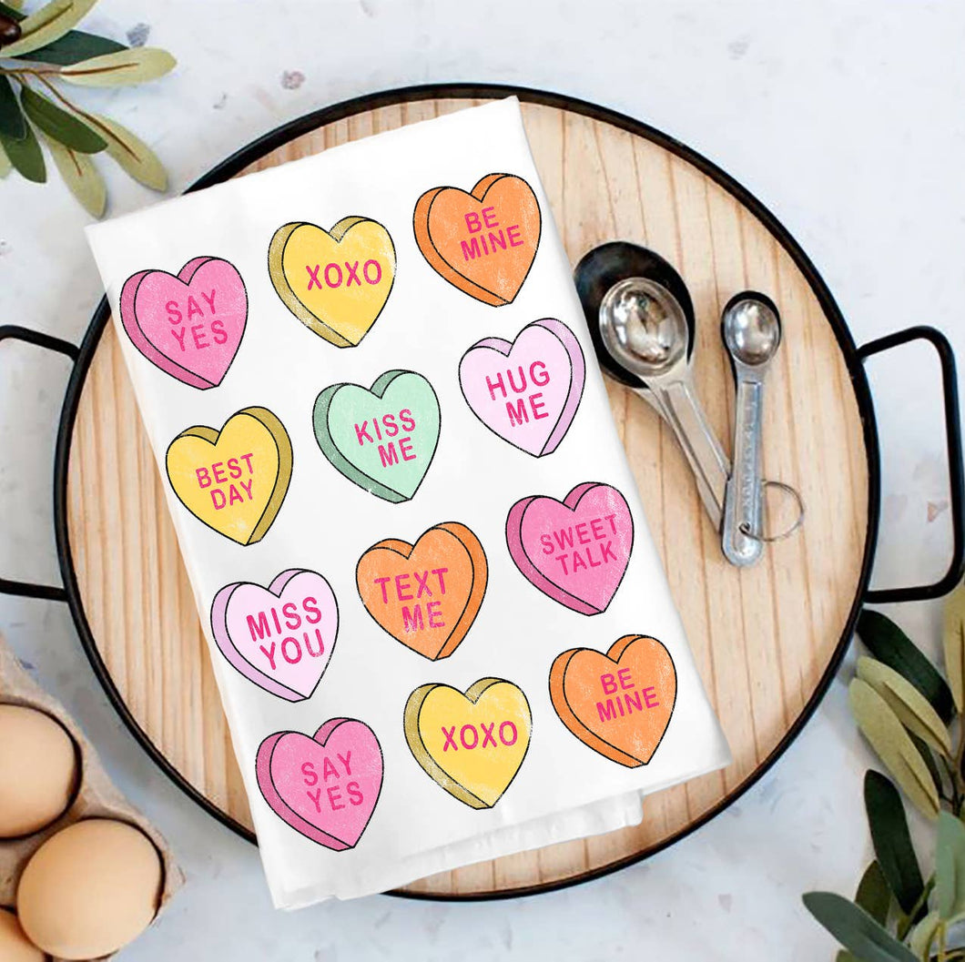 Candy Hearts Tea Towel