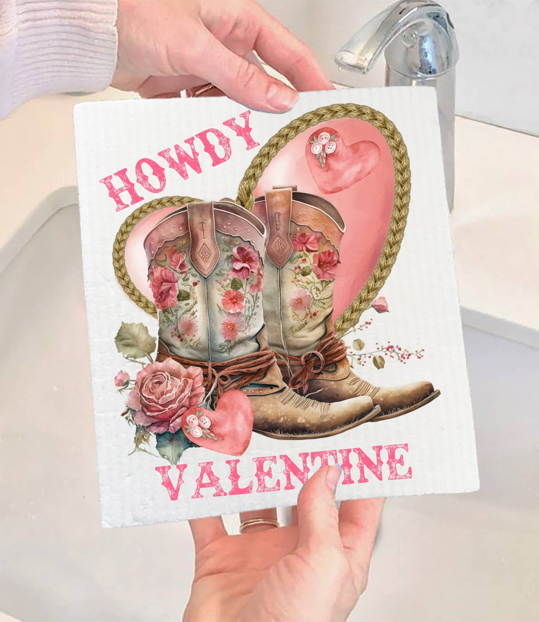 Howdy Valentine Swedish Dish Cloth