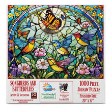 Load image into Gallery viewer, Stained Glass Songbirds &amp; Butterflies Puzzle 1000pcs
