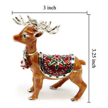 Load image into Gallery viewer, Hand Painted Reindeer with Crystals Trinket Box
