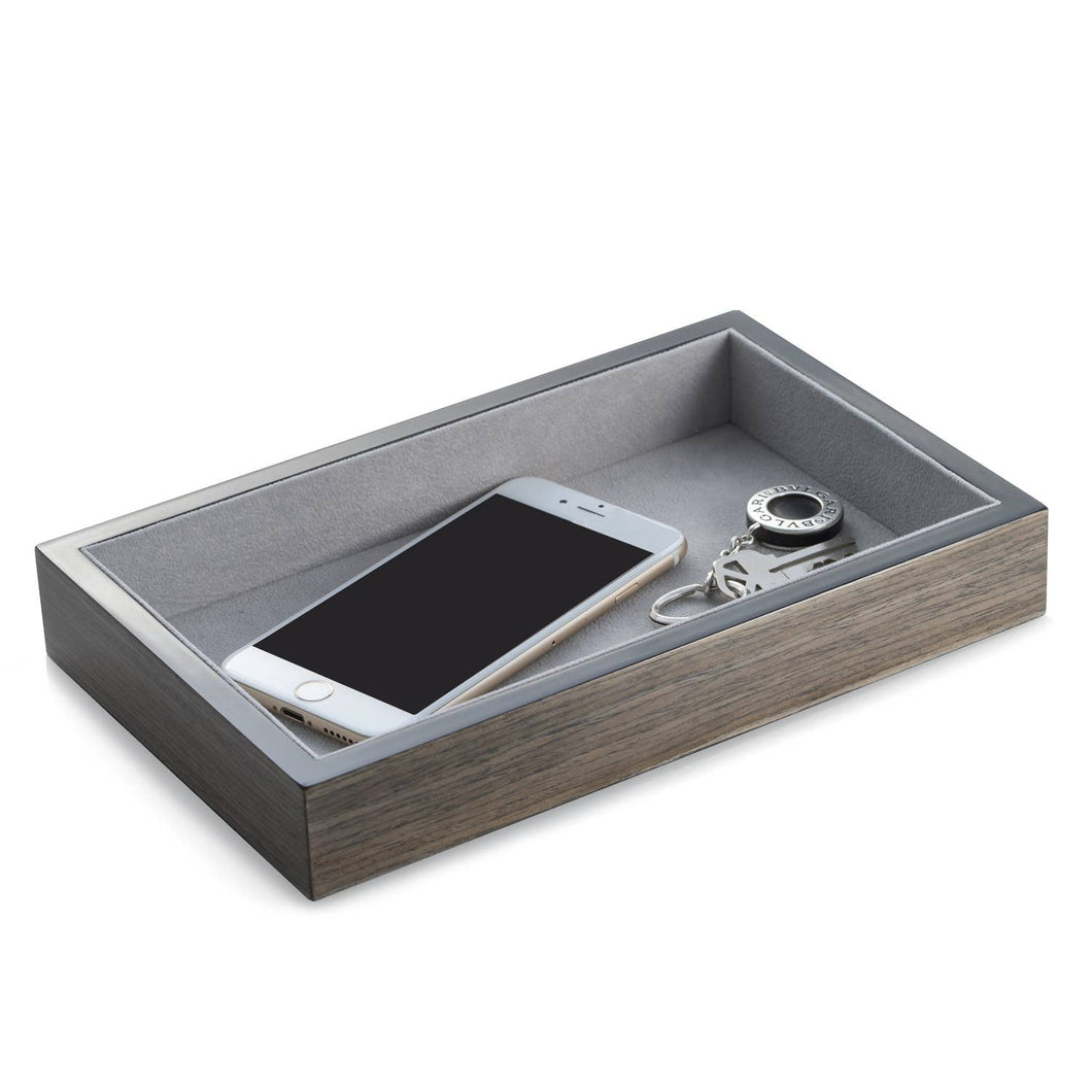 Gray Lacquered Ash Wood Valet Tray