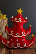 Load image into Gallery viewer, Red Felt Christmas Tree Pillow
